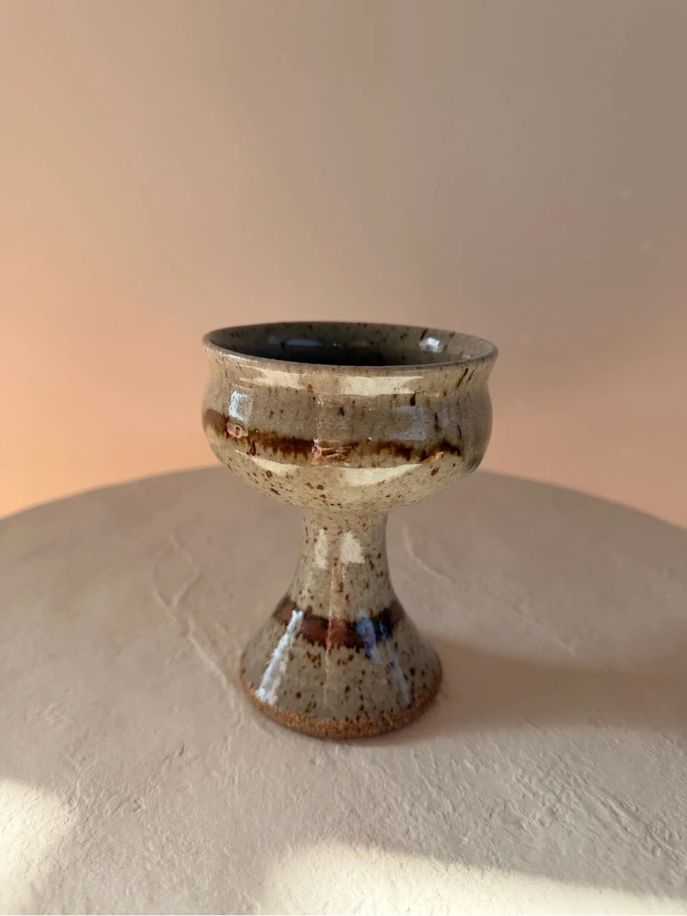 VINTAGE STUDIO POTTERY HANDMADE WINE GOBLET WABI SABI MCM MINIMAL QUIET LUXURY